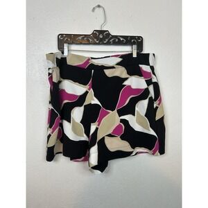 Nine West Shorts XXL Women's Abstract Print Pink Black White Tan Pull On Relaxed